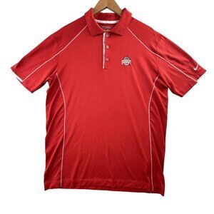 Ohio State Buckeyes Shirt Mens Large Red NCAA Golf Nike Dri Fit Polo Collared